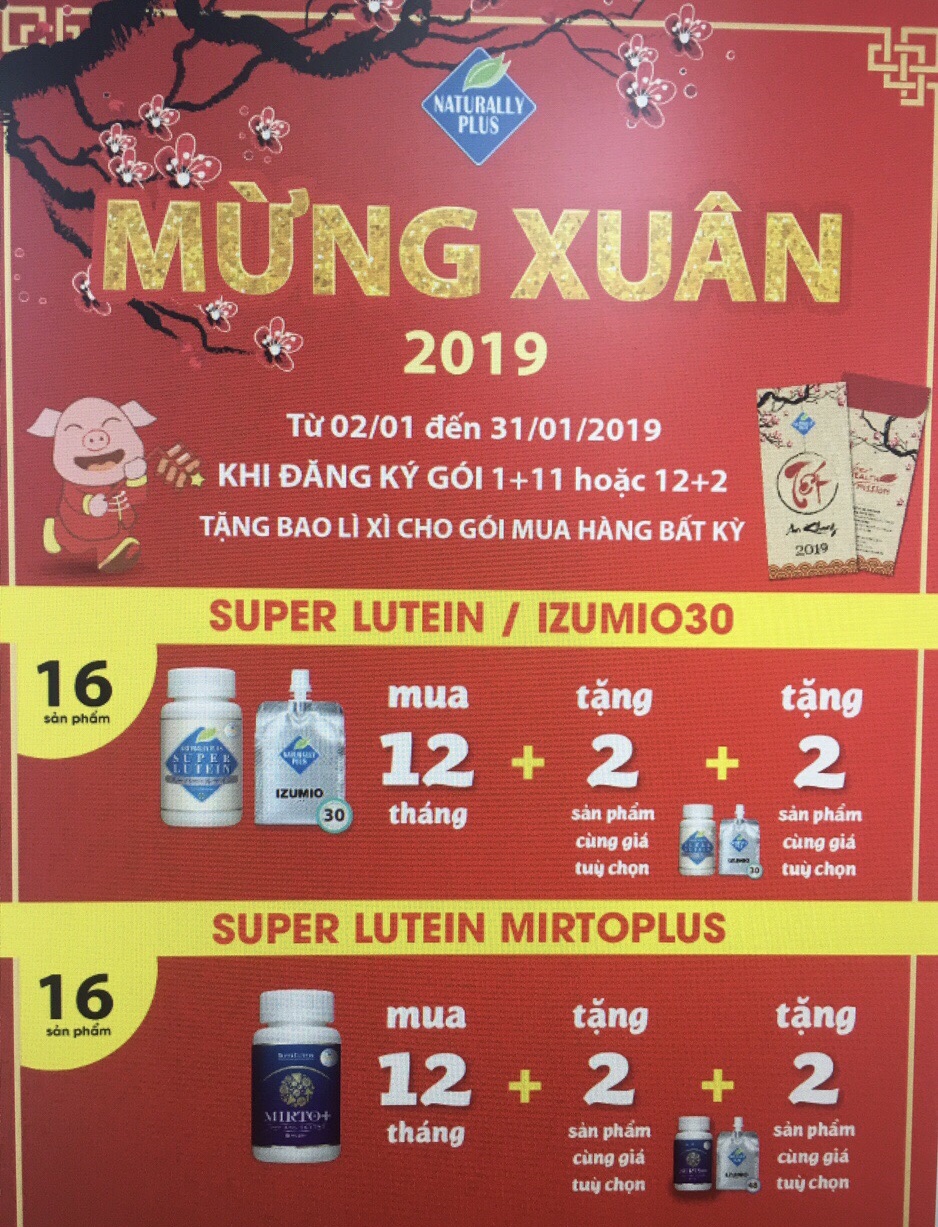 Chương trình Khuyến mãi Izumio và Super Lutien Mirto Plus tháng 1 -2019