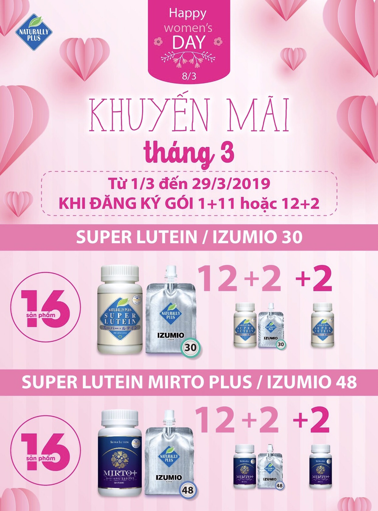 Chương trình Khuyến mãi Izumio và Super Lutien Mirto Plus tháng 3