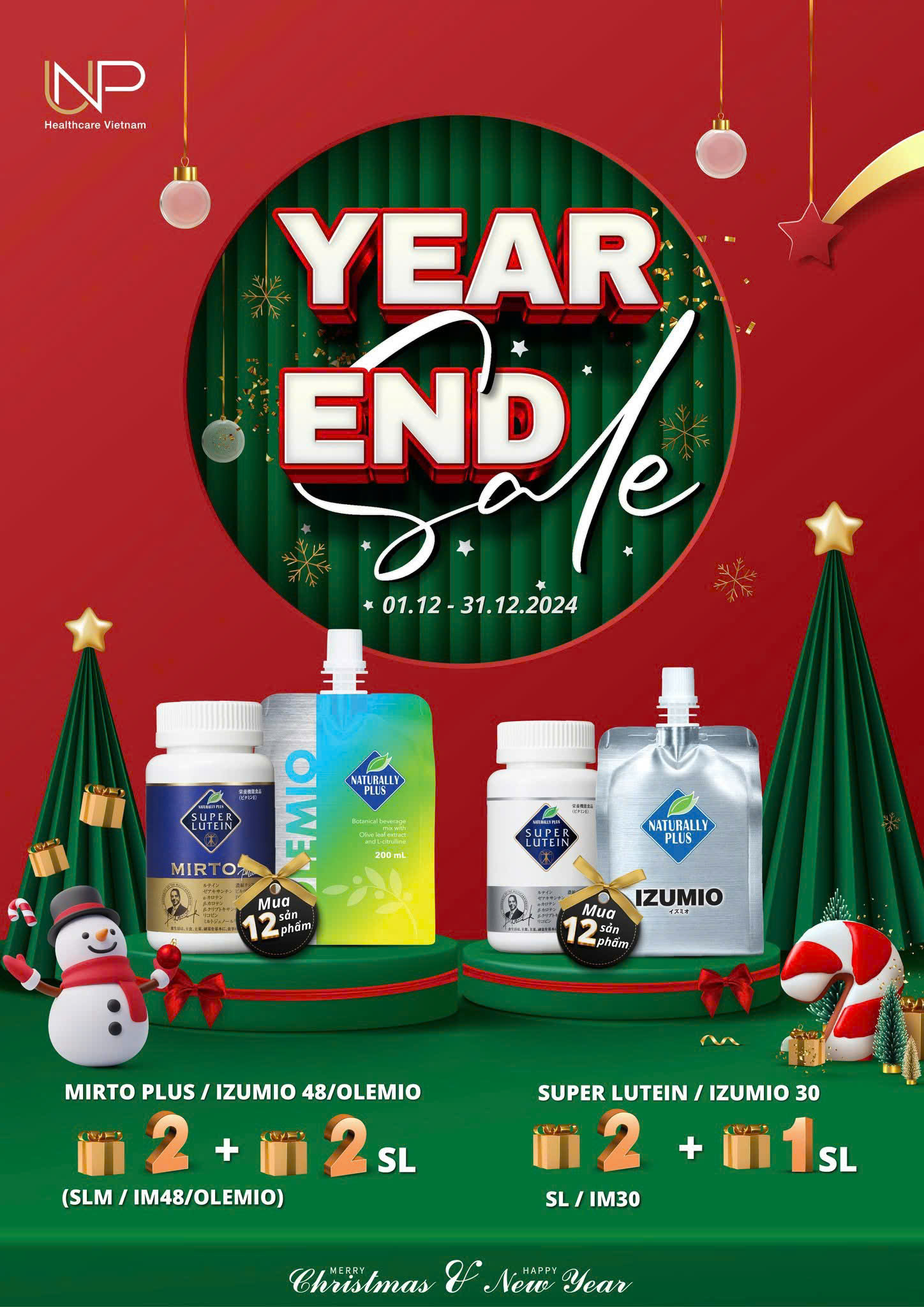 Izumio, Olemio, Super Lutein, Mirto Plus khuyến mãi tháng 12