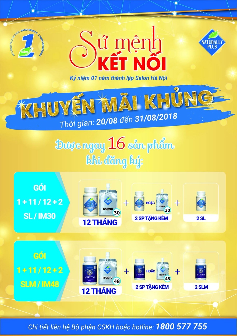 Chương Trình Khuyến Mãi Izumio, Super Lutein , Super Lutien Mirto PLus 20/8-31/8/2018