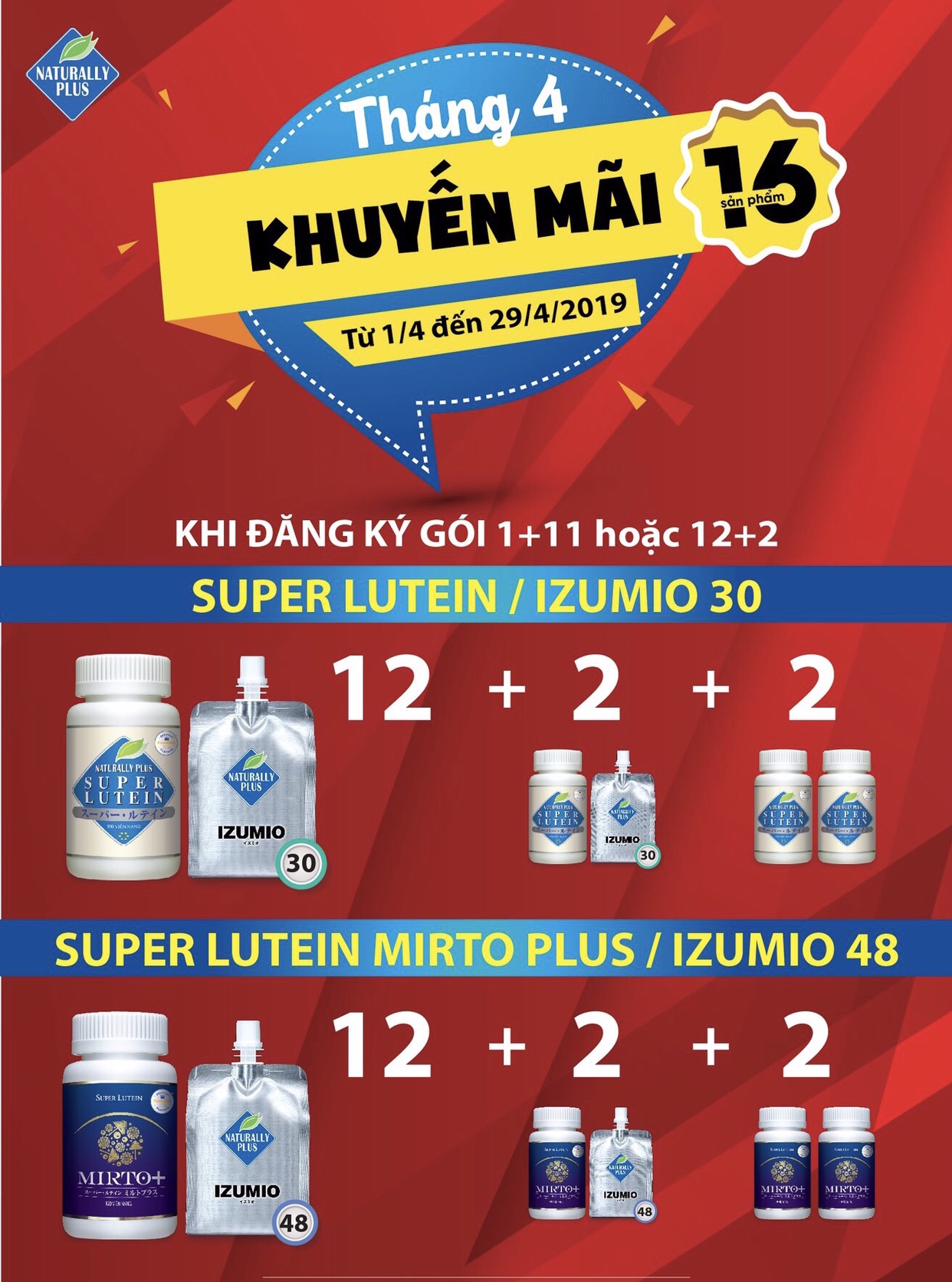 Chương trình Khuyến mãi Izumio và Super Lutien Mirto Plus tháng 4