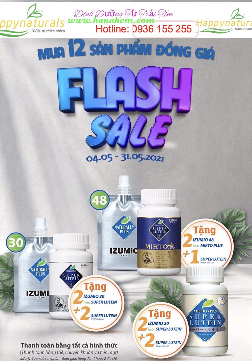 FLASH SALE 04/05 đến 31/5 Khuyến mãi Izumio và Super Lutein Mirto