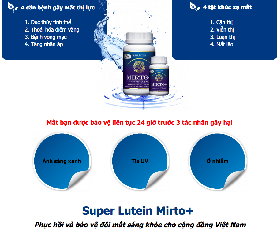 Super Lutein Mirto Plus giải pháp tốt nhất cho bệnh đục thuỷ tinh thể