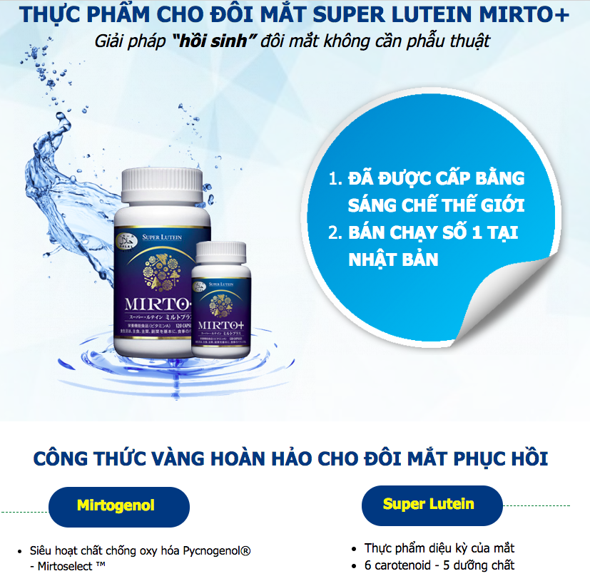 TẬT KHÚC XẠ- SUPER LUTEIN MIRTO Giải pháp “Hồi sinh” cho Đôi Mắt không cần phẫu thuật.