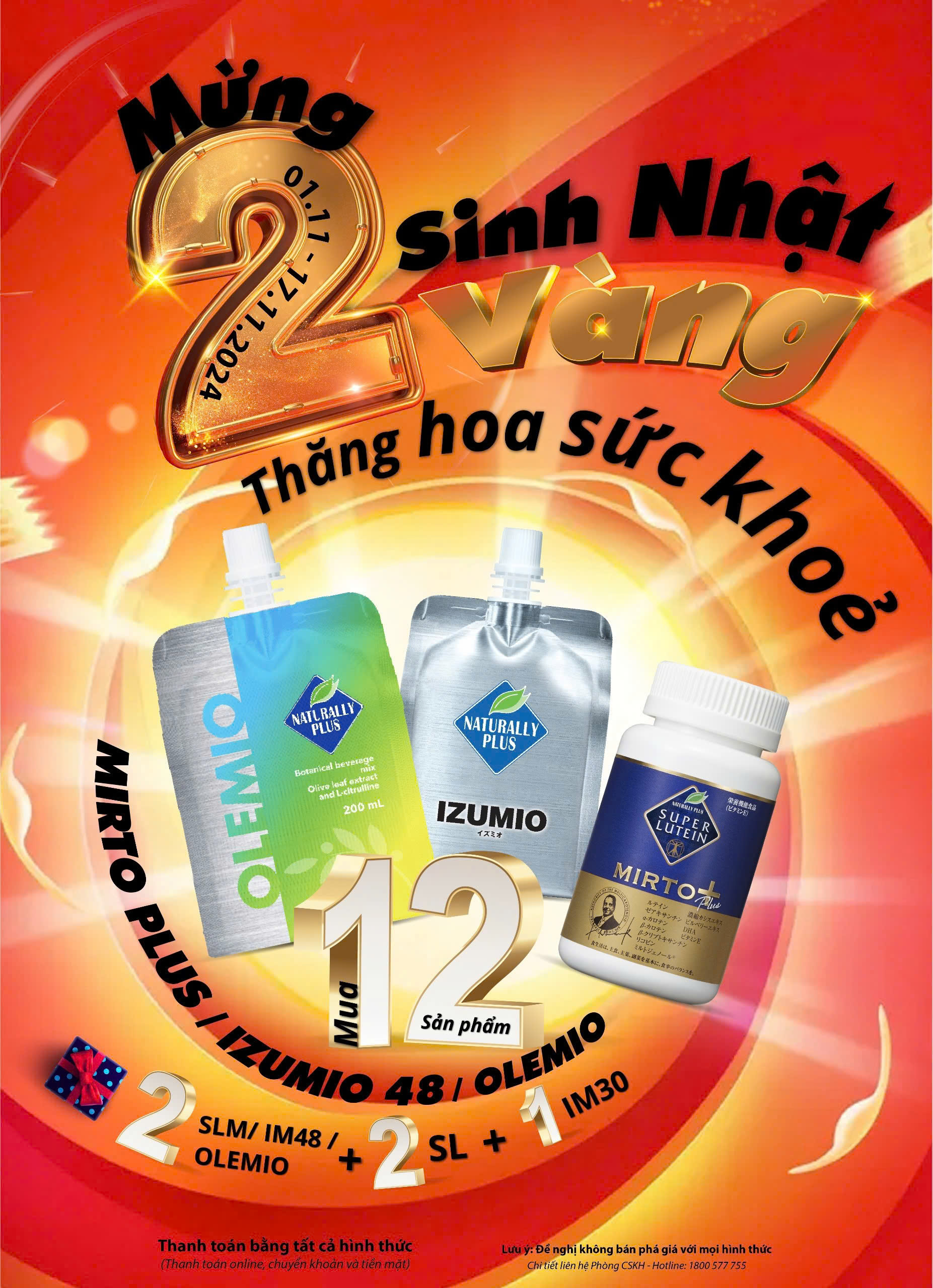 MỪNG THÁNG SINH NHẬT - TÍCH CỰC LÊN ĐƠN IZUMIO, OLEMIO, LUTEIN , MIRTO