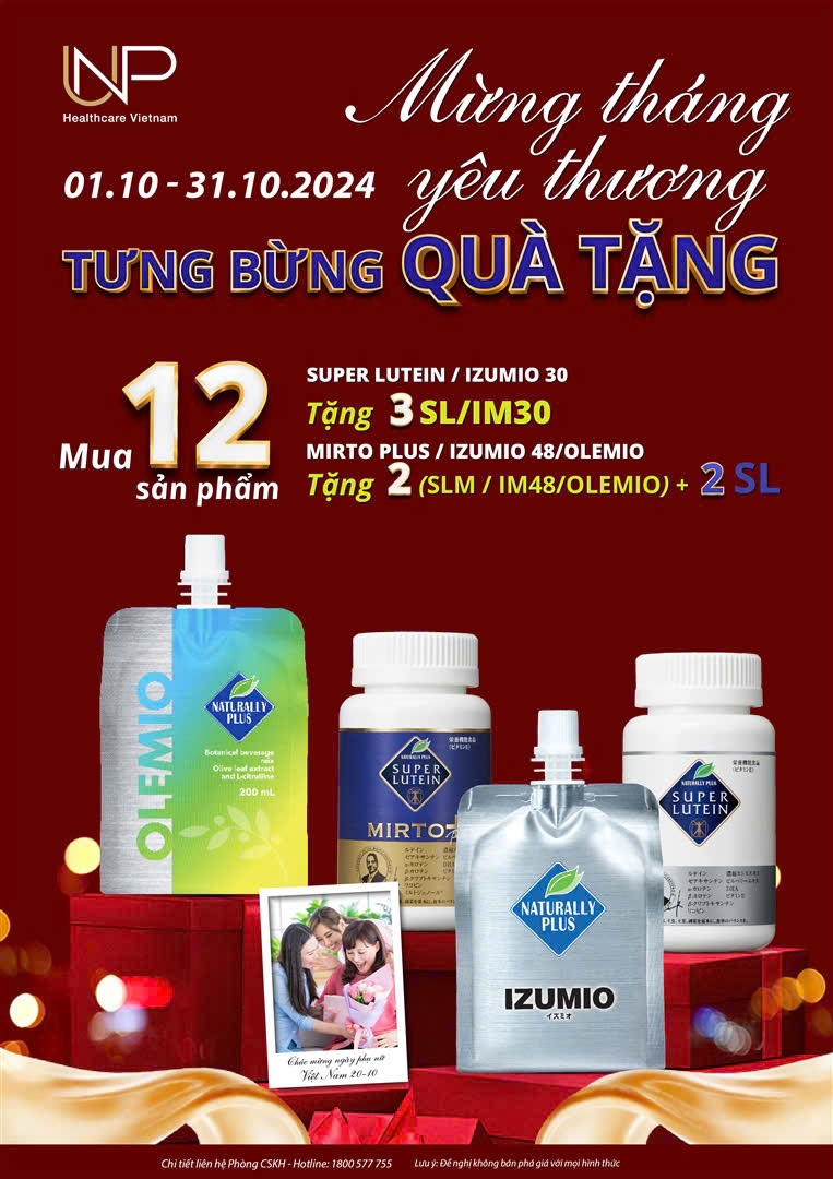 Chương Trình Khuyến Mãi Tháng 10 SUPER LUTEIN-MIRTO PLUS / IZUMIO 48 / OLEMIO