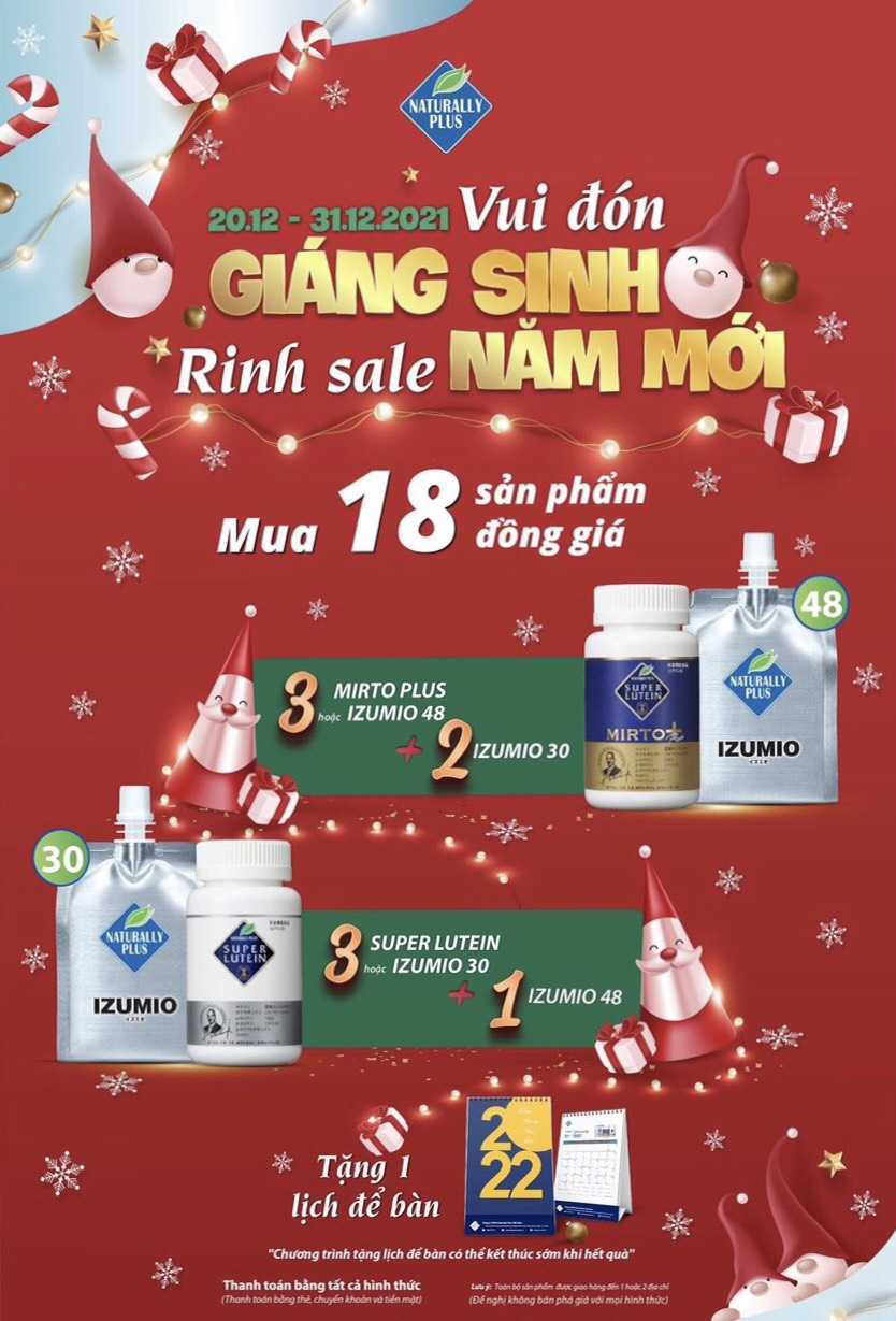 VUI ĐÓN GIÁNG SINH - RINH SALE NĂM MỚI Izumio, Super Lutein Mirto PLus