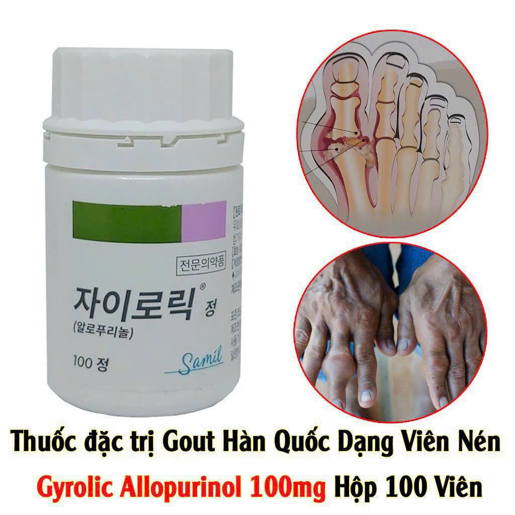 Viên Hỗ Trợ Gout - Gút Hàn Quốc Dạng Viên Nén Gyrolic Allopurinol 100mg Hộp 100 Viên