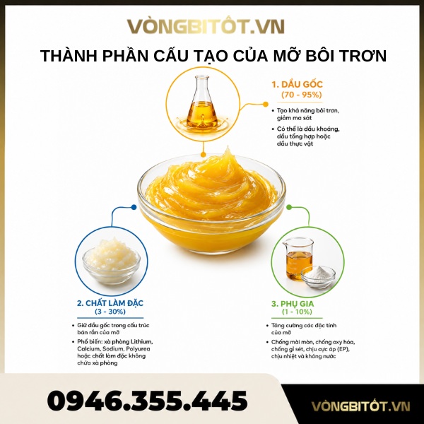 Thành phần cấu tạo của mỡ bôi trơn