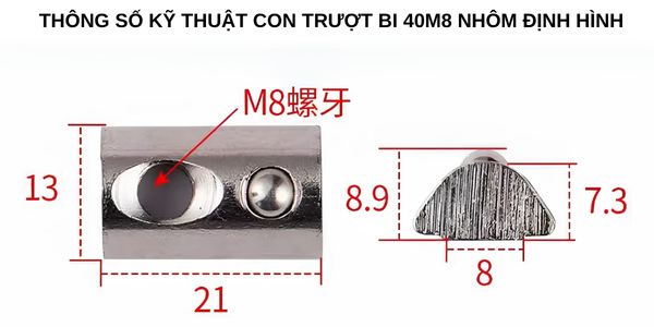 Thông số kỹ thuật con trượt bi 40M8