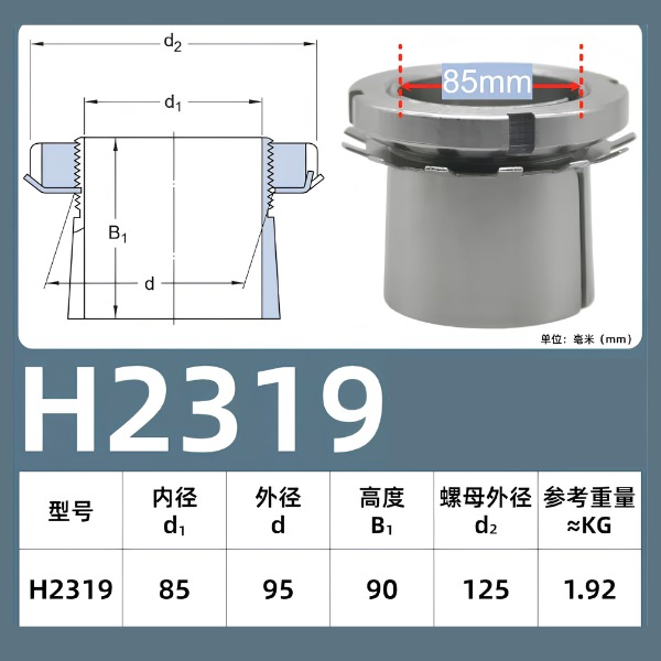 Thông số kỹ thuật măng xông vòng bi H2319