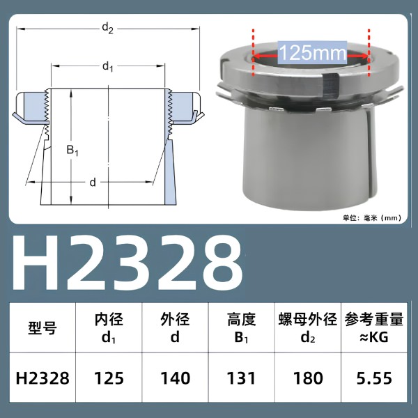 Thông số kỹ thuật của măng xông vòng bi H2328