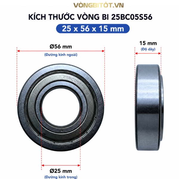 Thông số kỹ thuật của bạc đạn tròn 25BC05S56