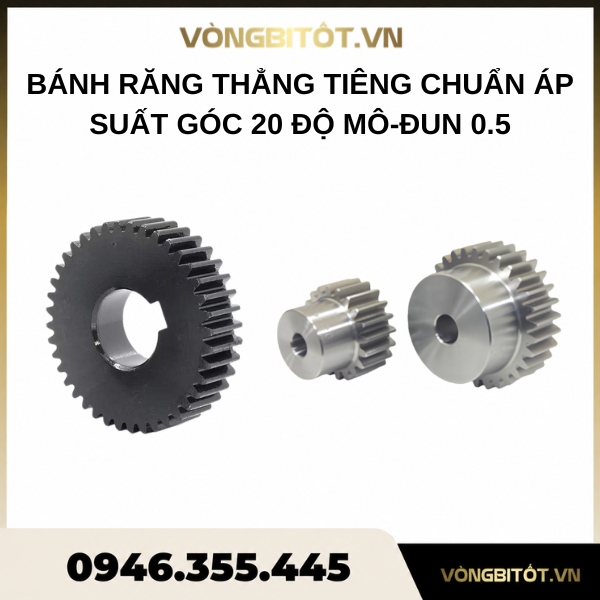 Bánh răng thẳng tiêu chuẩn áp suất góc 20 độ mô-đun 0.5
