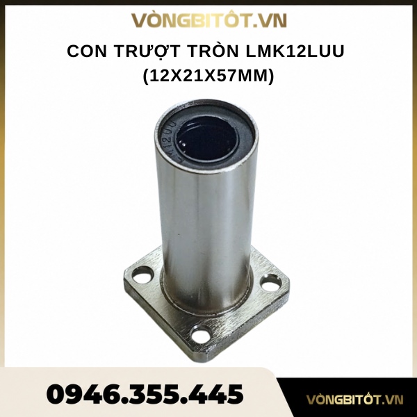 Con trượt tròn LMK12UU, LMK12LUU (Đế vuông phi 12)
