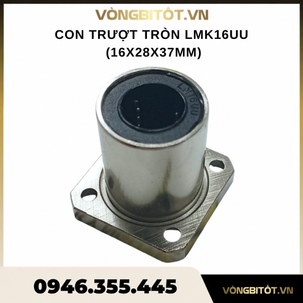 Con trượt tròn LMK16UU, LMK16LUU (Đế vuông phi 16)