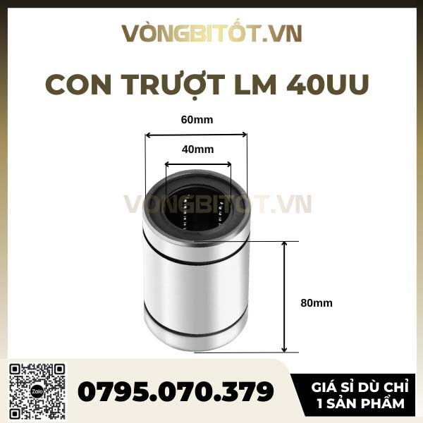 Con Trượt Tròn Ф40 (LM40UU/ LM40LUU)