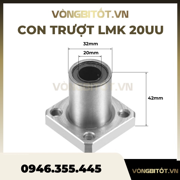 Con Trượt Tròn LMK20 (Đế Vuông Ф20)