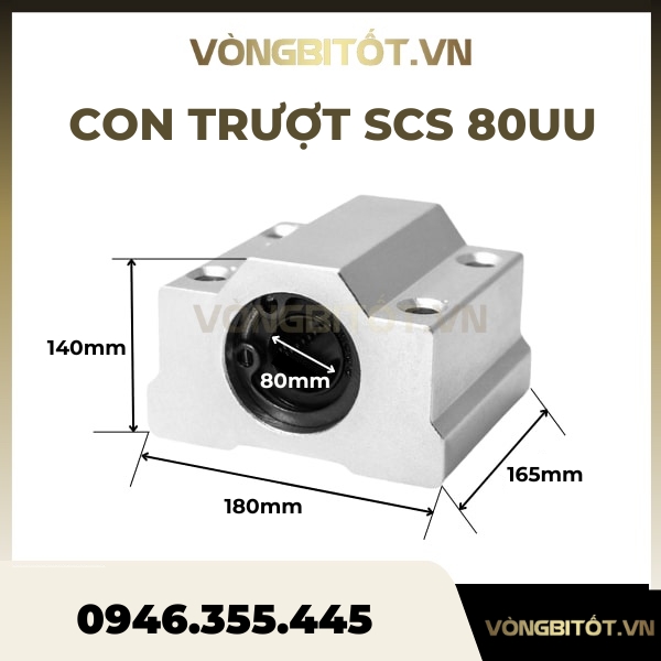 Con Trượt Tròn SCS80UU (Hộp Kín Ф80)