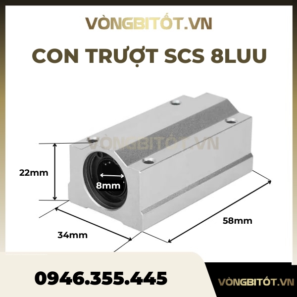 Con Trượt Tròn SCS8UU/ SCS8LUU (Hộp Kín Ф8)