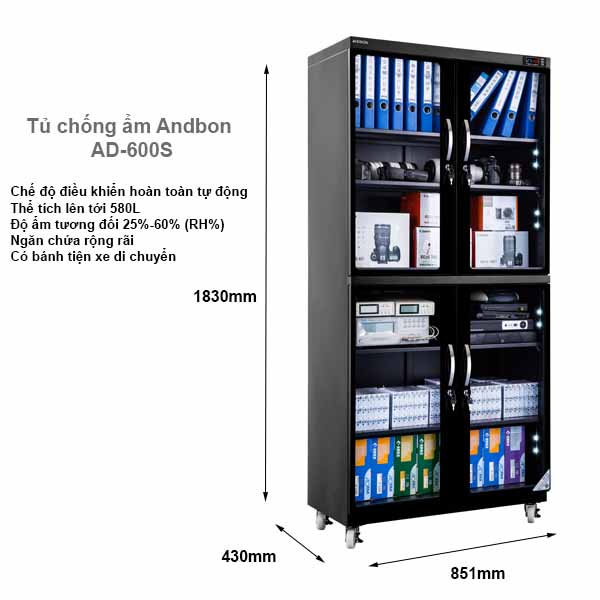 Tủ Chống Ẩm Andbon AD-600S (600 Lít)