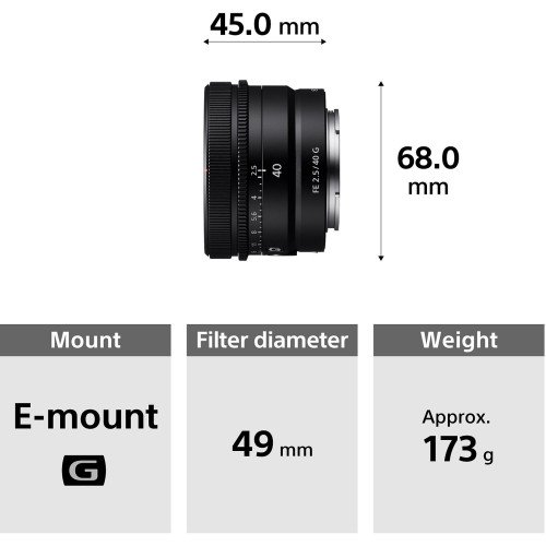 Ống kính Sony FE 40mm f/2.5 G | Chính hãng