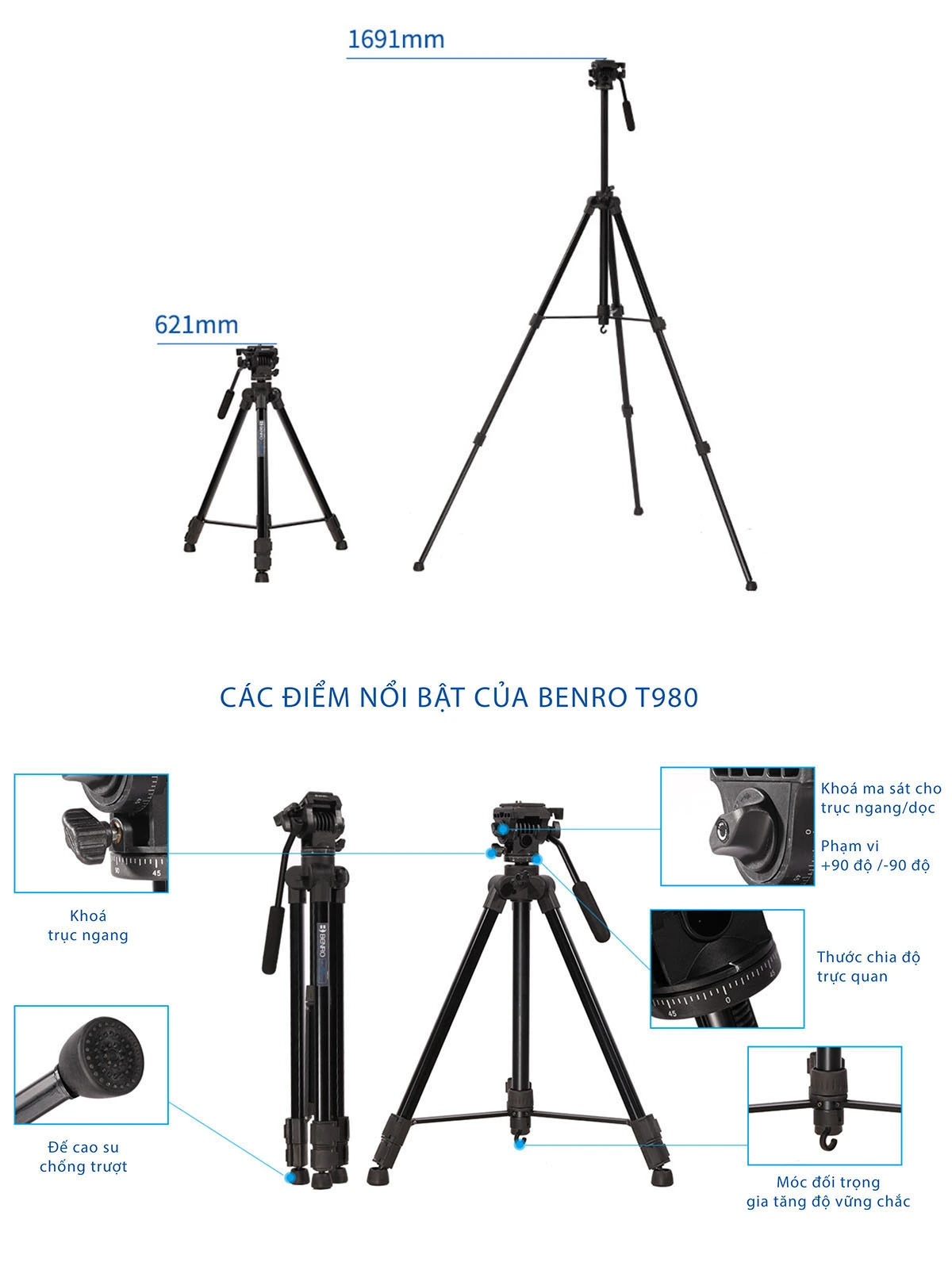 Chân máy Benro - T980 | Chính Hãng