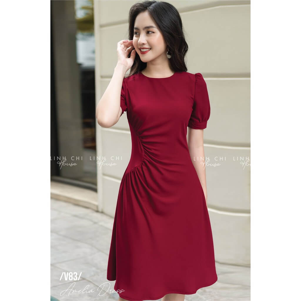 Váy Babydoll kẻ caro đỏ cổ sen 🦋 Đầm Nữ Tay Bồng Dáng xòe thích hợp mặc tết  | Lazada.vn
