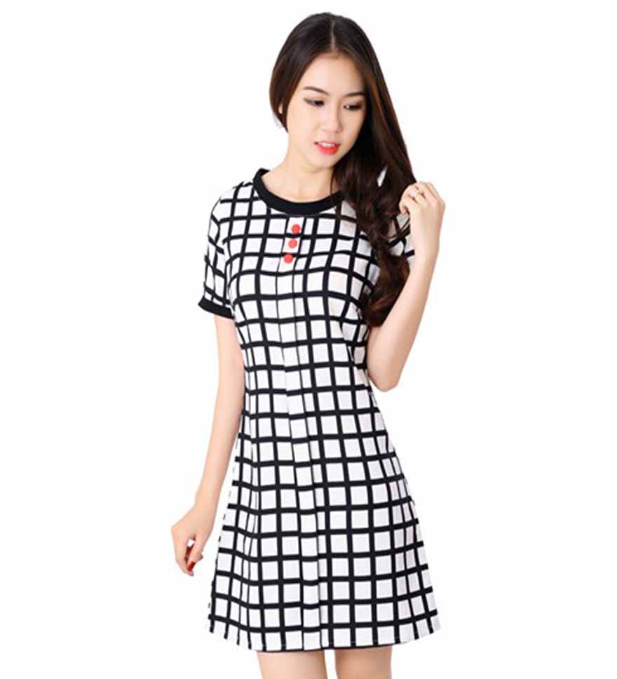 V2206 - Váy yếm 2 dây dáng dài caro đỏ - Thời trang công sở nữ - Bazzi.vn