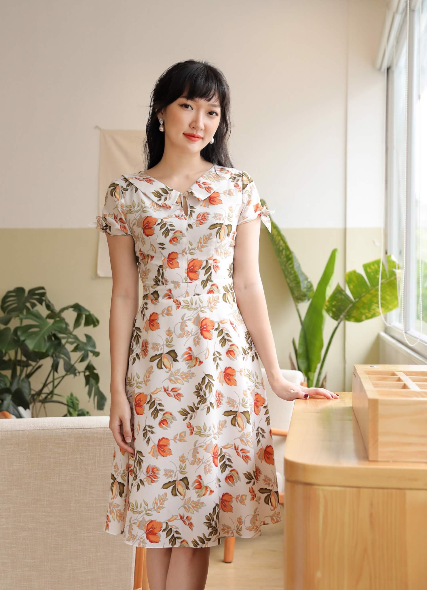 Đầm công sở vải linen