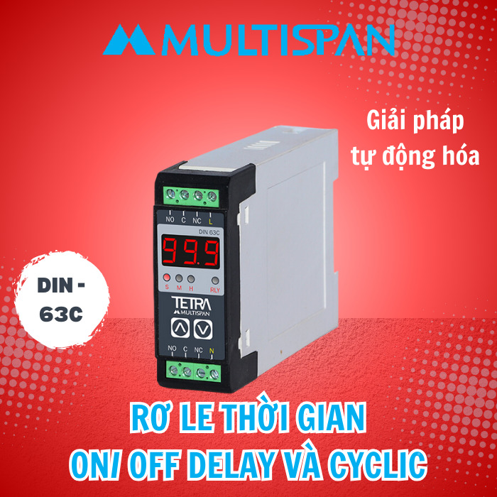 Rơ Le Thời Gian Multispan Delay On/Off & Cyclic - DIN 63C