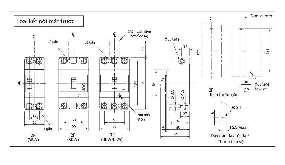 Cầu dao bảo vệ quá tải và ngắn mạch MCCB 3P - BBW3150SKY