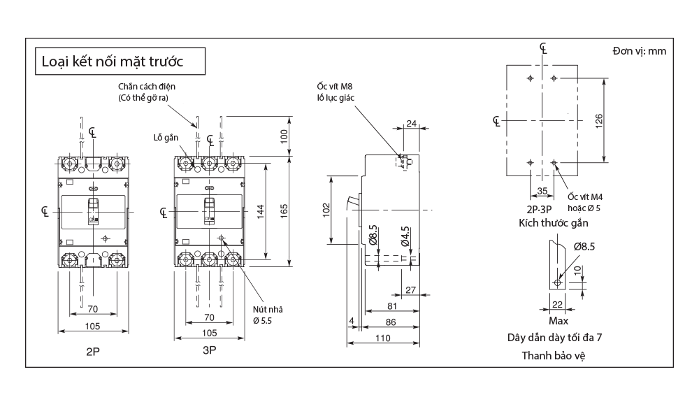 Cầu dao bảo vệ quá tải và ngắn mạch MCCB 3P - BBW3200KY