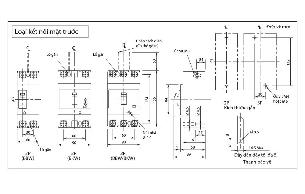 Cầu dao bảo vệ quá tải và ngắn mạch MCCB 2P - BBW275SKY