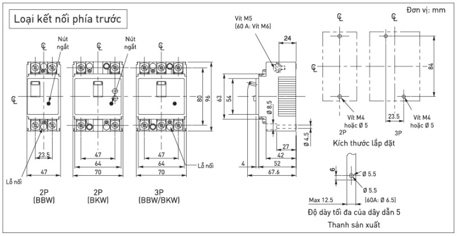 Cầu dao bảo vệ quá tải và ngắn mạch MCCB 3P - BBW315Y