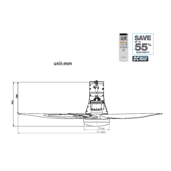 Quạt trần 5 cánh Panasonic có đèn LED trang trí F-60UFN