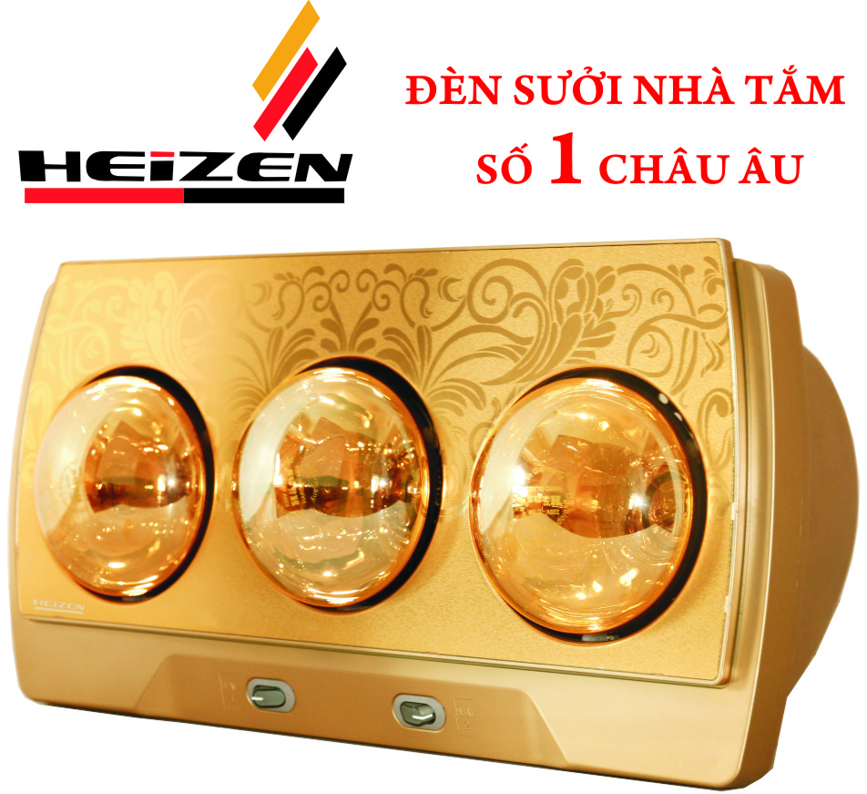 Đèn sưởi treo tường Heizen 3 bóng vàng dùng công tắc - HE-3B