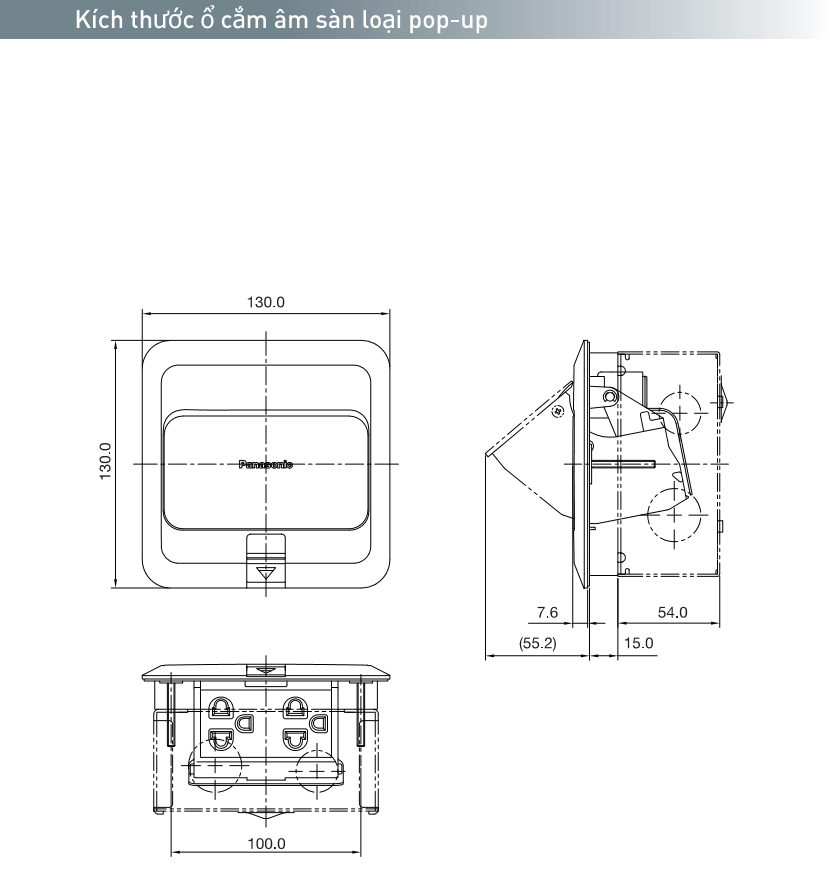 Bộ 2 ổ cắm âm sàn có dây nối đất (dùng cho phích cắm dẹp, pop-up) - DU5990LT9-1