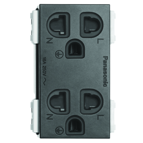 Ổ cắm đôi có màn che và dây nối đất - WEG15829B-G