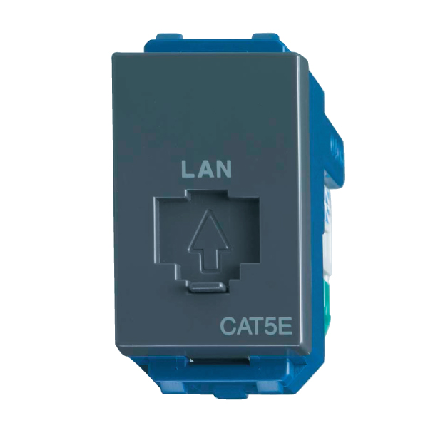 Ổ cắm mạng data CAT5E màu xám đen (RJ45 - 8P8C) - WEG2488H