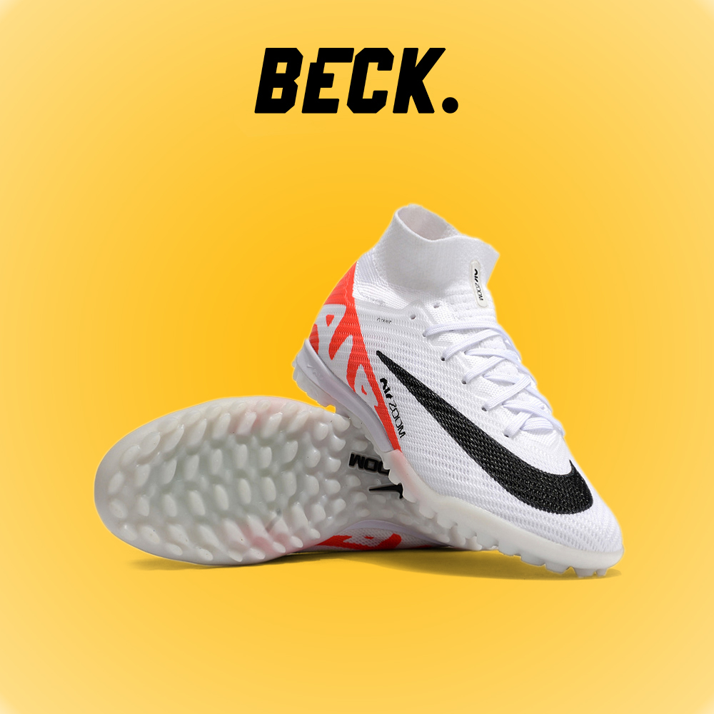 Giày Bóng Đá Trẻ Em TQ Nike Mercurial Superfly 9 Elite AIR Trắng Gót Đỏ Cam Cổ Cao TF