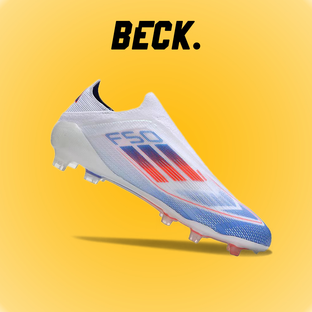Giày Bóng Đá Adidas F50 Laceless Elite Trắng Vạch Đỏ Không Dây FG
