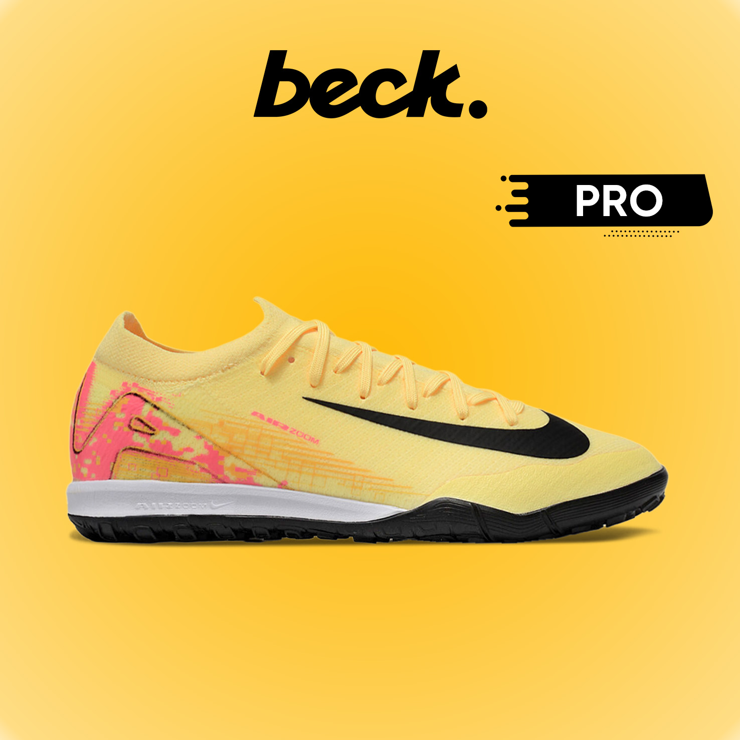 Giày Bóng Đá Nike Mercurial Vapor 16 Pro V1 Mbappe Vàng Vạch Đen Cổ Lửng TF