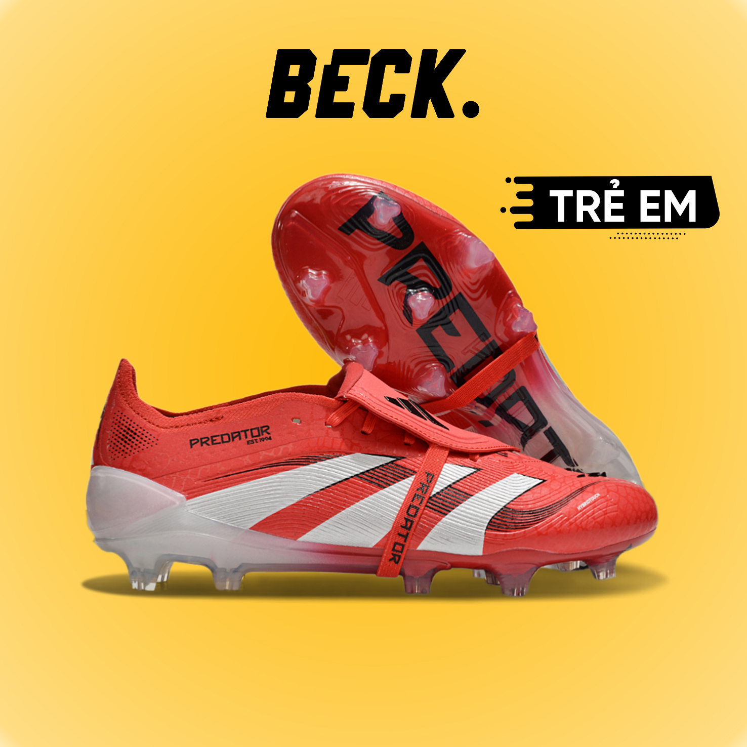 Giày Bóng Đá Trẻ Em Adidas Predator 25 Elite Tongue Đỏ Vạch Trắng HQ FG