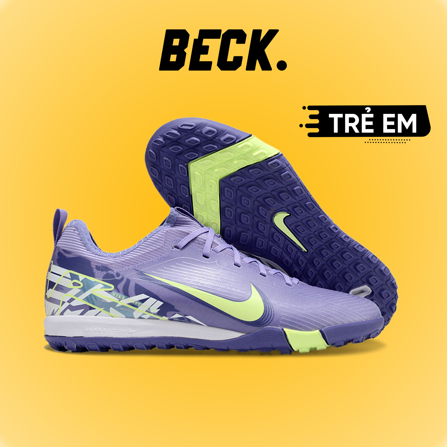 Giày Bóng Đá Trẻ Em Nike Mercurial Vapor 16 Pro V2 Tím Vạch Xanh Lá Cổ Lửng TF