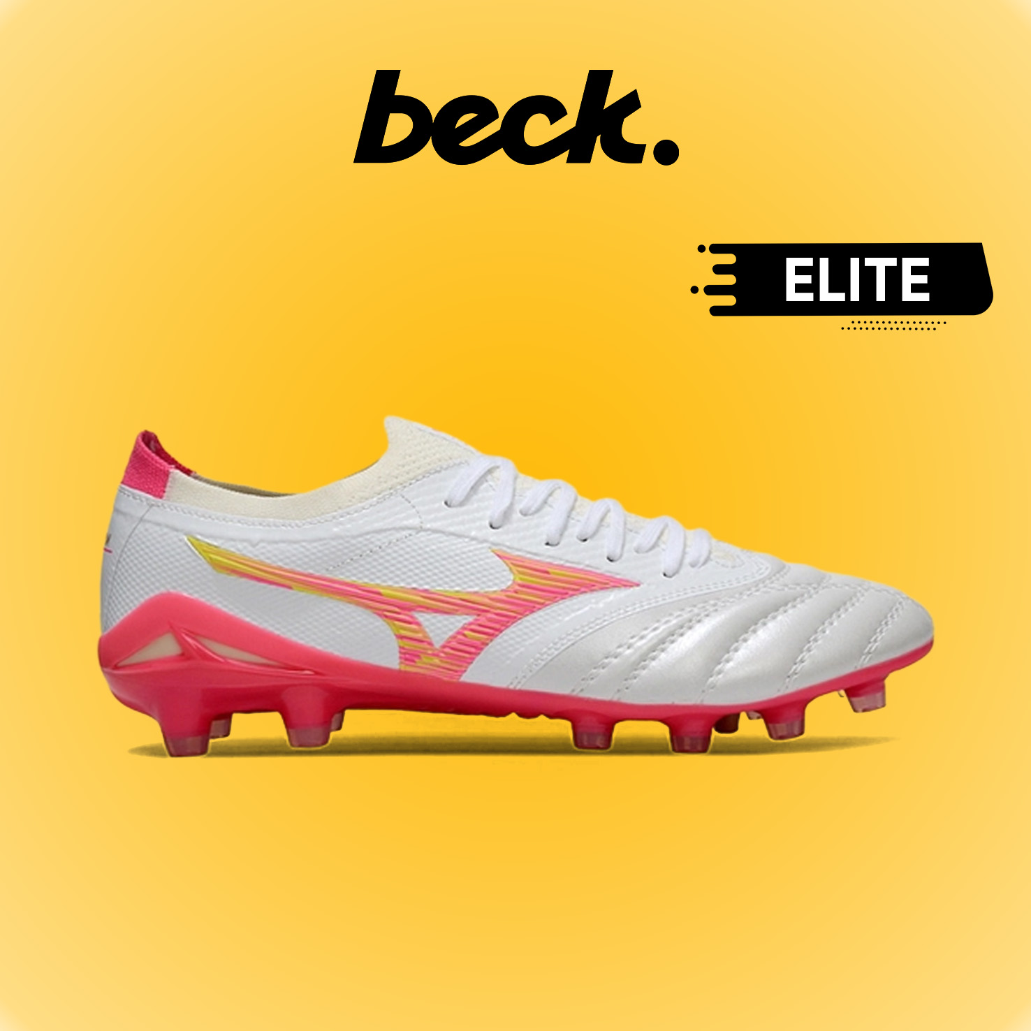 Giày Bóng Đá Mizuno  Neo 4 Elite Trắng Hồng Vàng Lưỡi Gà Liền FG