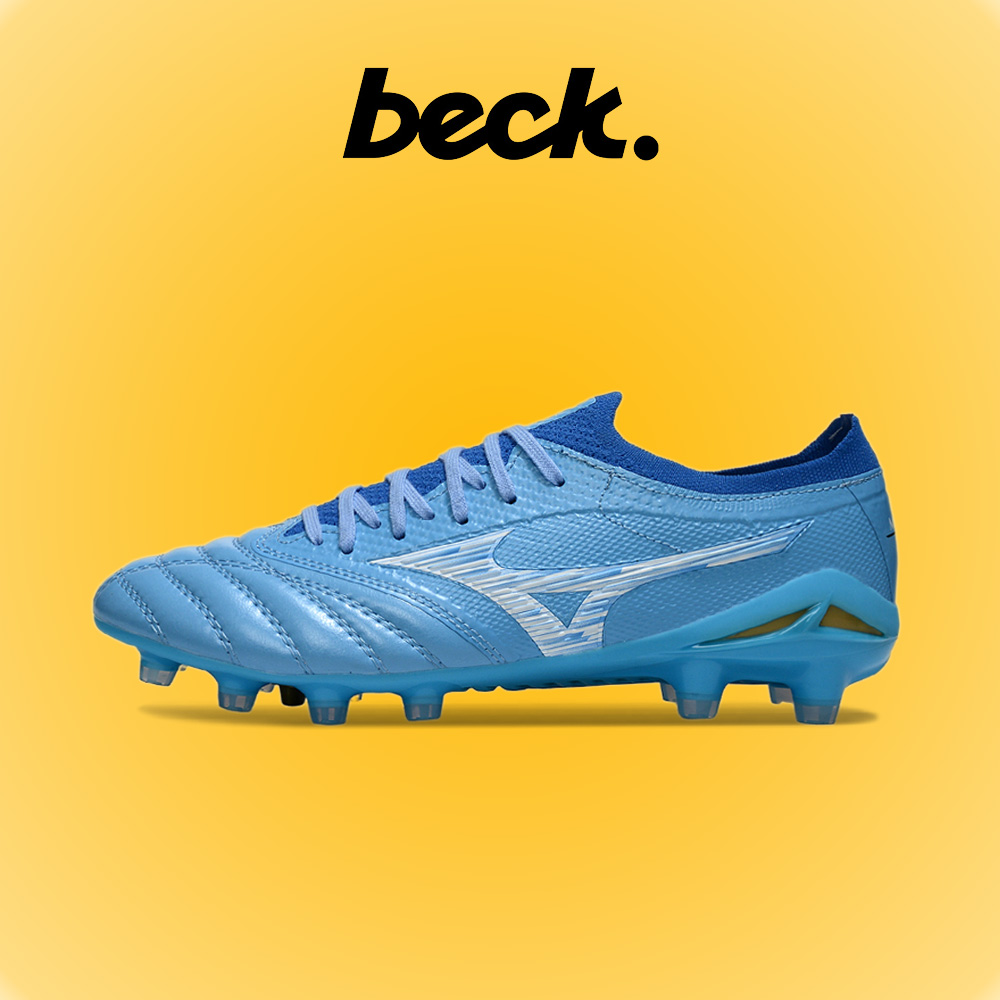 Giày Bóng Đá Mizuno Neo 4 Elite Xanh Biển Vạch Trắng Lưỡi Gà Liền FG