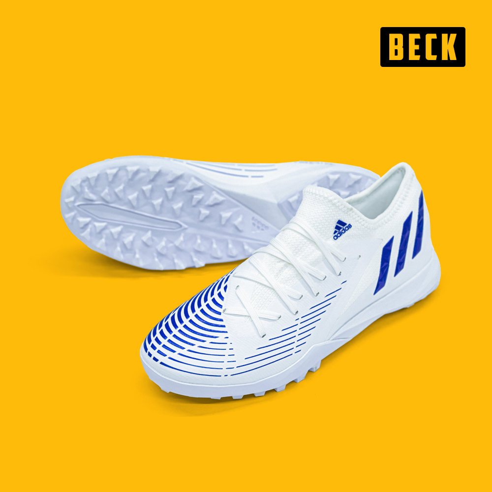 Giày Bóng Đá TQ Adidas Predator Edge.3 Trắng Vạch Xanh Biển HQ TF