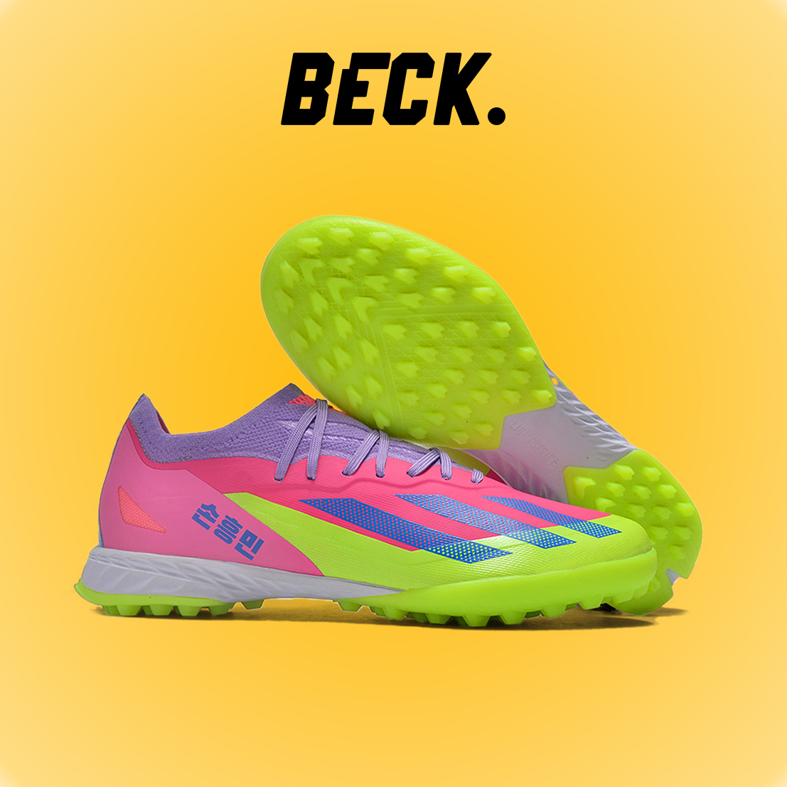 Giày Bóng Đá Adidas X Son Heung-Min Hồng Xanh Chuối TF