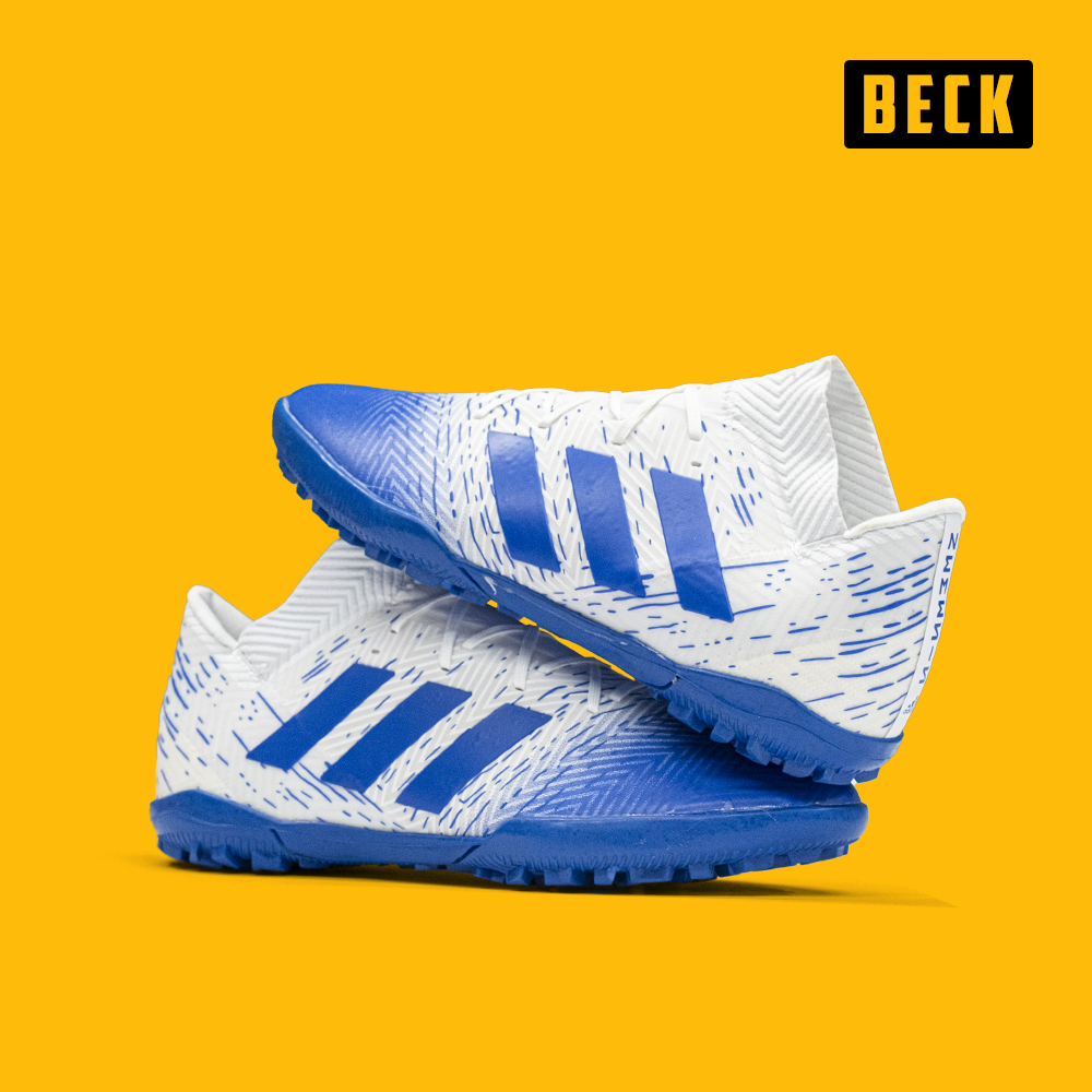 Giày Bóng Đá TQ Adidas Nemeziz 18.3 Trắng Vạch Xanh Biển TF